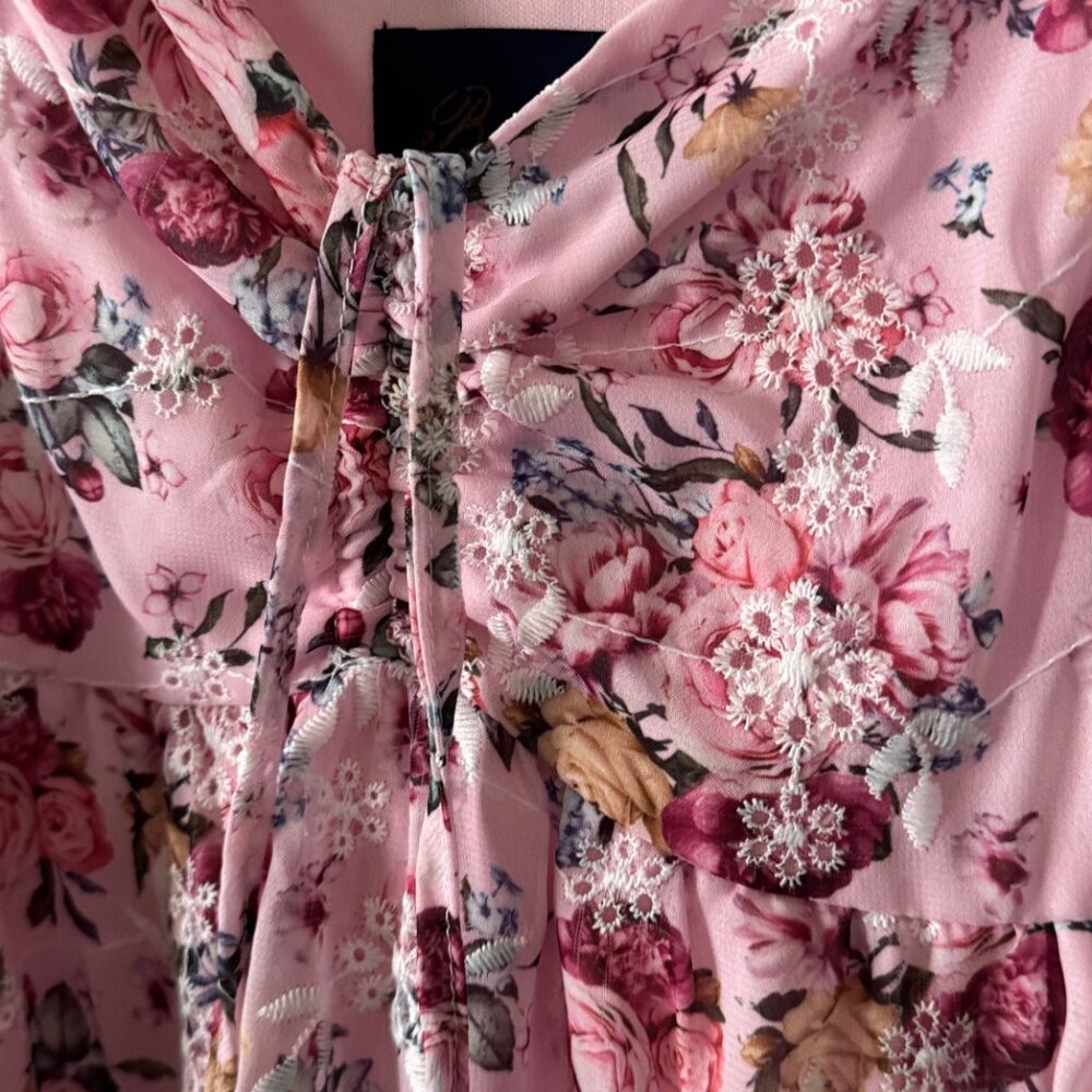 Blue Rain Womens Pink Floral Mini Dress Size S Small P3 - Picture 6 of 13